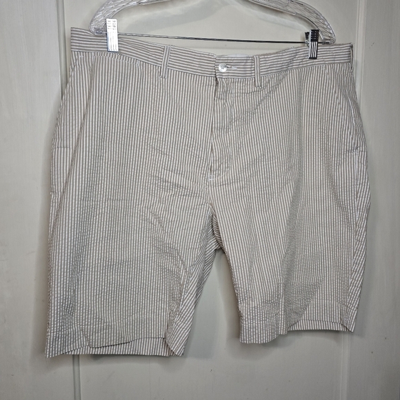 Mens Polo Ralph Lauren Shorts Seersucker Khaki White 38 Summer Blend Cloth VTG - Picture 4 of 9